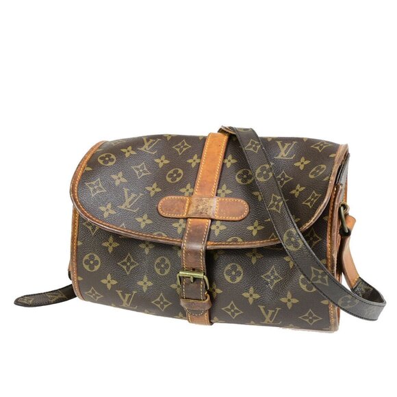 LOUIS VUITTON Logo Marne Shoulder Bag Monogram Leather Brown - Picture 1 of 16